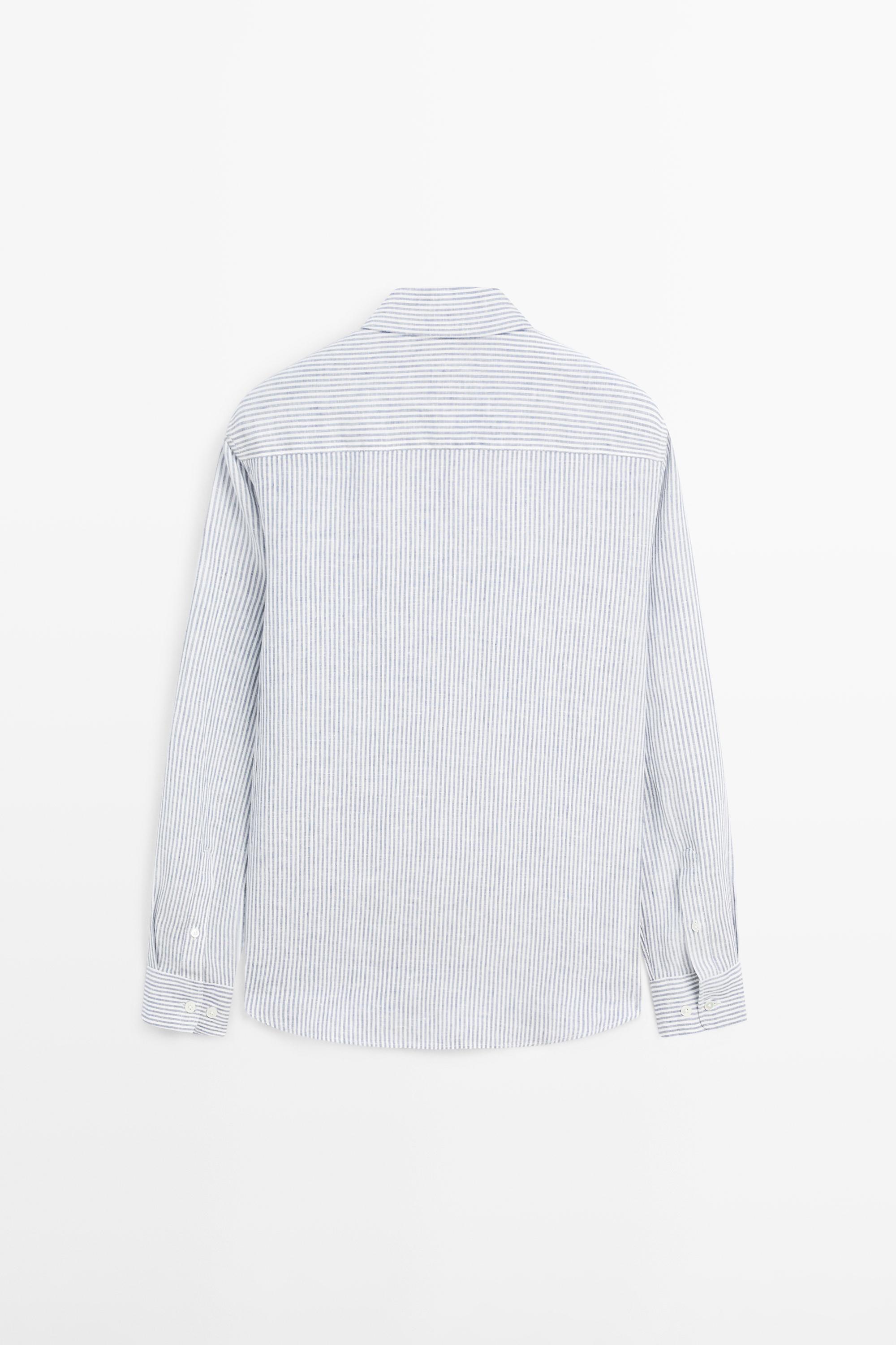 Chemise slim à rayures en lin